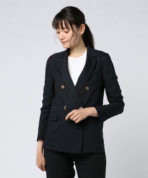 セール】麻混ドライツイルダブルジャケット（テーラードジャケット
