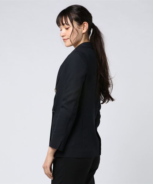 NOLLEY’S(ノーリーズ)の「麻混ドライツイルダブルジャケット(テーラードジャケット・レディース・ベージュ/ネイビー/ブラウン・36/38)」の5枚目の写真