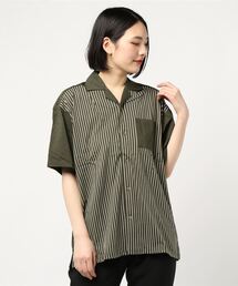 TRAP/U （トラップユー）の「【69】【TRAP/U】ストライプオープンカラーシャツ（シャツ/ブラウス）」