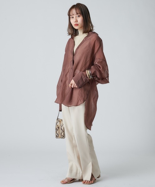 mystic(ミスティック)の「アームスリットシアーシャツ(シャツ/ブラウス・レディース・ブラウン/レッド/オフホワイト/ピンク・FREE)」の21枚目の写真