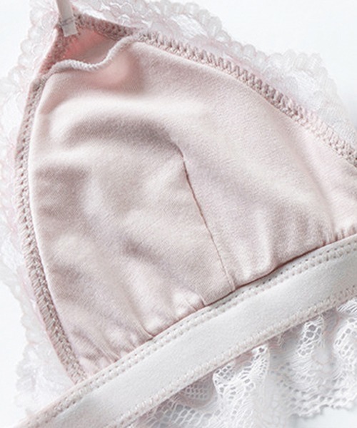 tu-hacci（ツーハッチ）の「ノンワイヤー ミニョンレースリブブラレット＆ショーツ（ブラ&ショーツ・レディース・ホワイト/ブラック/グレー/ピンク・MEDIUM/LARGE）」の6枚目の写真