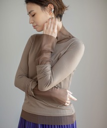 チュールハイネックトップス