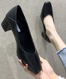 2WAYチャンキーヒールスクエアトゥパンプス