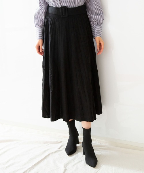 NARACAMICIE（ナラカミーチェ）の「《セットアップ対応》プリーツ風ニットスカート（スカート・レディース・ブラック・MEDIUM）」の18枚目の写真