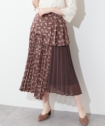natural couture | 【WEB限定】プリーツ異素材切替スカート(スカート)