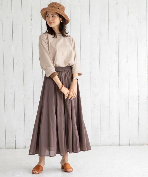 coen（コーエン）の「コットンボイルマキシギャザーフレアスカート#（スカート・レディース・オリーブ/モカ/ネイビー/マスタード/ライトグレー/ブラック・FREE）」の12枚目の写真