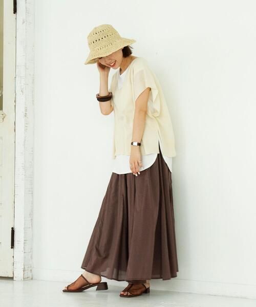 coen（コーエン）の「コットンボイルマキシギャザーフレアスカート#（スカート・レディース・オリーブ/モカ/ネイビー/マスタード/ライトグレー/ブラック・FREE）」の13枚目の写真