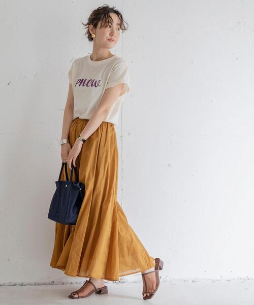 coen（コーエン）の「コットンボイルマキシギャザーフレアスカート#（スカート・レディース・オリーブ/モカ/ネイビー/マスタード/ライトグレー/ブラック・FREE）」の10枚目の写真