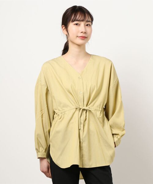 KOBE LETTUCE（コウベレタス）の「Vネックドロストブラウス（シャツ/ブラウス・レディース・ネイビー/イエロー/グリーン系その他/オフホワイト・FREE）」の5枚目の写真
