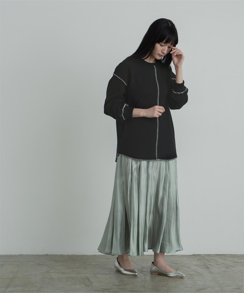 miette（ミエット）の「ﾜｯﾌﾙ配色ｽﾃｯﾁﾄｯﾌﾟｽ（Tシャツ/カットソー・レディース・ライトブルー/ブラック/アイボリー・FREE）」の13枚目の写真