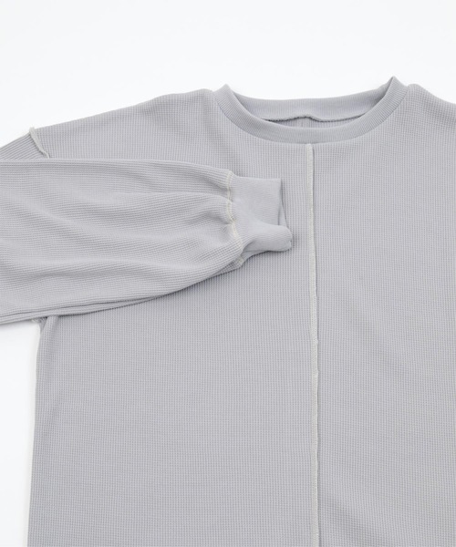miette（ミエット）の「ﾜｯﾌﾙ配色ｽﾃｯﾁﾄｯﾌﾟｽ（Tシャツ/カットソー・レディース・ライトブルー/ブラック/アイボリー・FREE）」の12枚目の写真