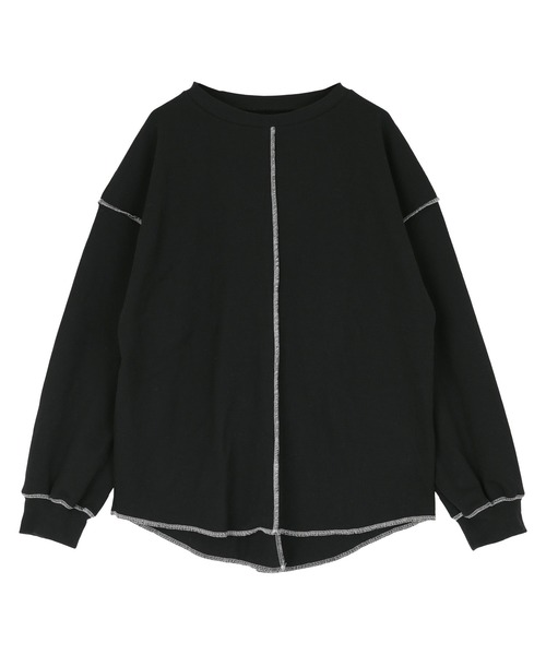 miette（ミエット）の「ﾜｯﾌﾙ配色ｽﾃｯﾁﾄｯﾌﾟｽ（Tシャツ/カットソー・レディース・ライトブルー/ブラック/アイボリー・FREE）」の14枚目の写真