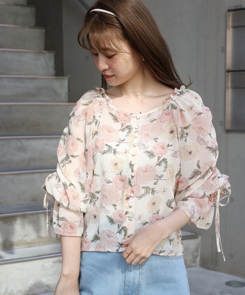Cherie chuu(シェリーチュウ)の「【Cherie chuu】袖ギャザーリボンブラウス(シャツ/ブラウス・レディース・ベージュ/オフホワイト/ベージュ系その他・FREE)」の9枚目の写真