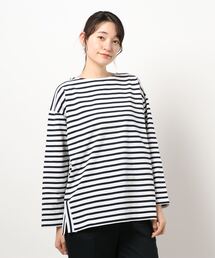 Lugnoncure（ルノンキュール）の「（オーガニックコットン）ボーダースリットTee（Tシャツ/カットソー）」