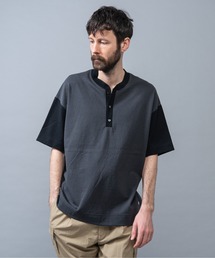 12/1 エメラルド ヘビーウェイト天竺 / ボックスシルエット ヘンリーネックTシャツ
