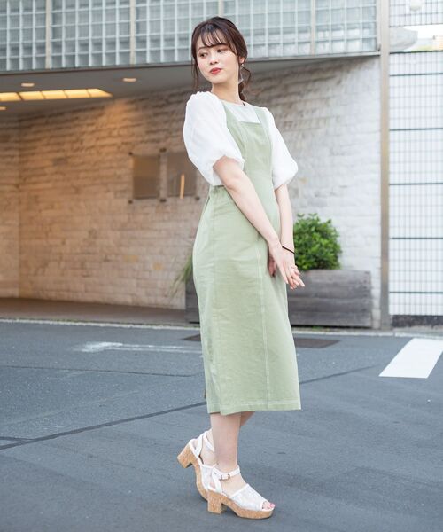MAJESTIC LEGON(マジェスティックレゴン)の「レディステッチキャミワンピ(ワンピース・レディース・ネイビー/カーキオリーブ/オフホワイト・SMALL/MEDIUM)」の2枚目の写真