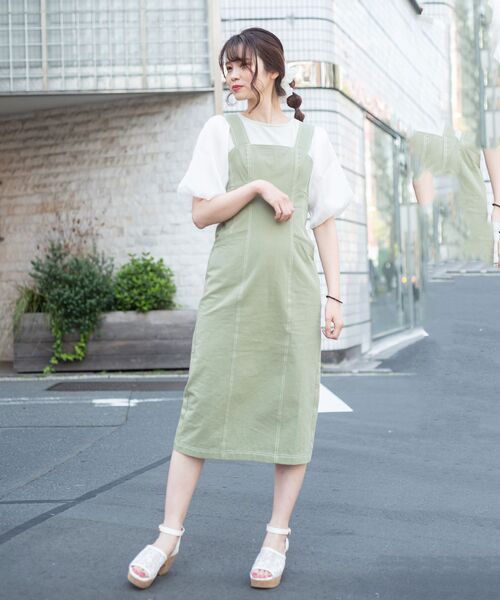 MAJESTIC LEGON(マジェスティックレゴン)の「レディステッチキャミワンピ(ワンピース・レディース・ネイビー/カーキオリーブ/オフホワイト・SMALL/MEDIUM)」の4枚目の写真