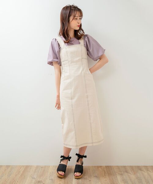 MAJESTIC LEGON(マジェスティックレゴン)の「レディステッチキャミワンピ(ワンピース・レディース・ネイビー/カーキオリーブ/オフホワイト・SMALL/MEDIUM)」の6枚目の写真