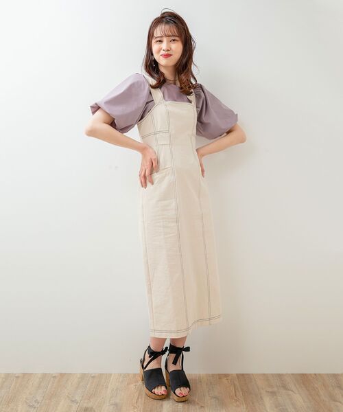 MAJESTIC LEGON(マジェスティックレゴン)の「レディステッチキャミワンピ(ワンピース・レディース・ネイビー/カーキオリーブ/オフホワイト・SMALL/MEDIUM)」の7枚目の写真
