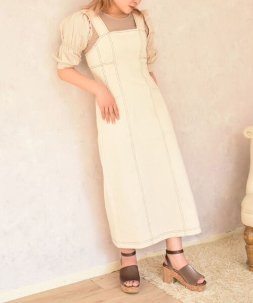 MAJESTIC LEGON(マジェスティックレゴン)の「レディステッチキャミワンピ(ワンピース・レディース・ネイビー/カーキオリーブ/オフホワイト・SMALL/MEDIUM)」の10枚目の写真