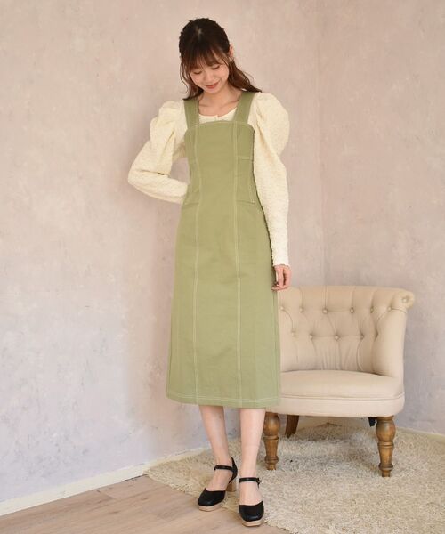 MAJESTIC LEGON(マジェスティックレゴン)の「レディステッチキャミワンピ(ワンピース・レディース・ネイビー/カーキオリーブ/オフホワイト・SMALL/MEDIUM)」の15枚目の写真