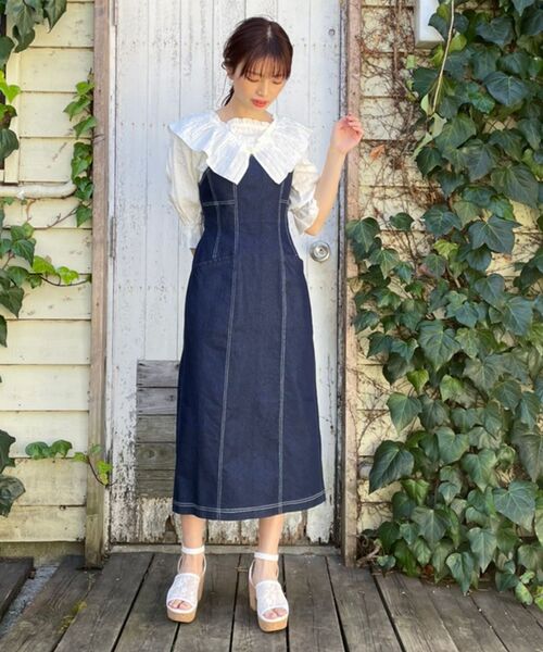 MAJESTIC LEGON(マジェスティックレゴン)の「レディステッチキャミワンピ(ワンピース・レディース・ネイビー/カーキオリーブ/オフホワイト・SMALL/MEDIUM)」の18枚目の写真