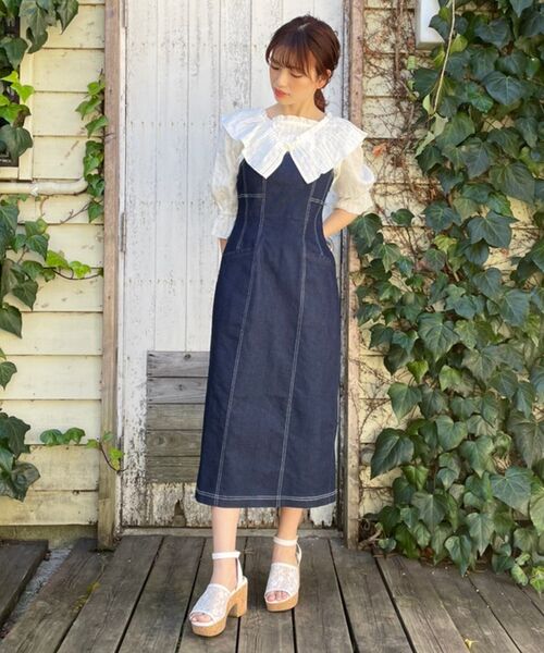 MAJESTIC LEGON(マジェスティックレゴン)の「レディステッチキャミワンピ(ワンピース・レディース・ネイビー/カーキオリーブ/オフホワイト・SMALL/MEDIUM)」の19枚目の写真