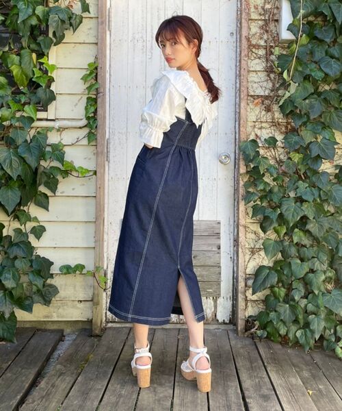 MAJESTIC LEGON(マジェスティックレゴン)の「レディステッチキャミワンピ(ワンピース・レディース・ネイビー/カーキオリーブ/オフホワイト・SMALL/MEDIUM)」の21枚目の写真