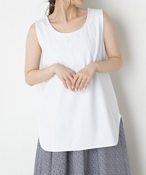 PUAL CE CIN（ピュアルセシン）の「RERISE コットンノースリーブ（タンクトップ・レディース・ホワイト/チャコールグレー/ナチュラル・FREE）」の6枚目の写真