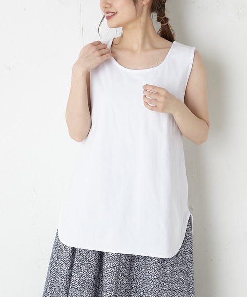 PUAL CE CIN（ピュアルセシン）の「RERISE コットンノースリーブ（タンクトップ・レディース・ホワイト/チャコールグレー/ナチュラル・FREE）」の7枚目の写真