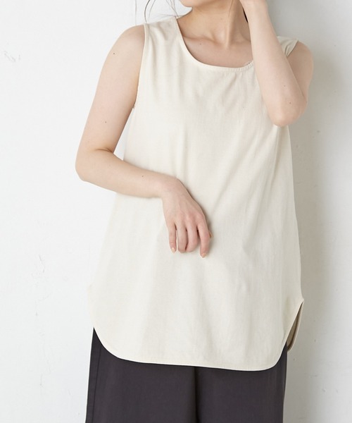 PUAL CE CIN（ピュアルセシン）の「RERISE コットンノースリーブ（タンクトップ・レディース・ホワイト/チャコールグレー/ナチュラル・FREE）」の12枚目の写真