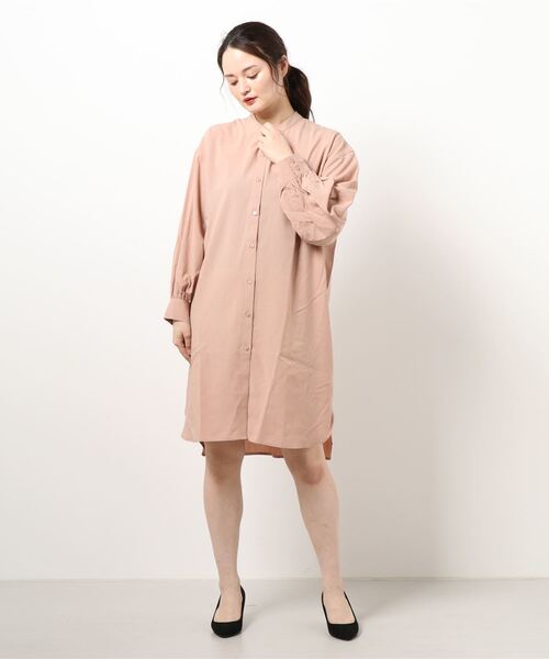 BELLUNA（ベルーナ）の「バンドカラーシャツワンピース（シャツワンピース・レディース・ピンク/セージグリーン/グレー系その他・LARGE/X-LARGE/MEDIUM）」の10枚目の写真