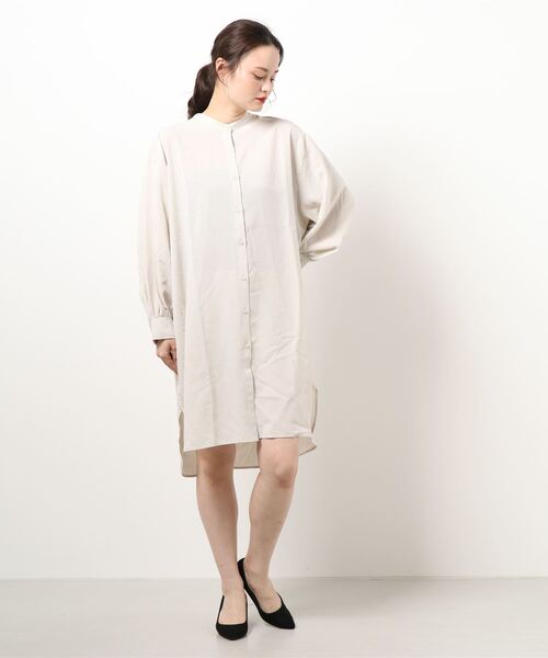 BELLUNA（ベルーナ）の「バンドカラーシャツワンピース（シャツワンピース・レディース・ピンク/セージグリーン/グレー系その他・LARGE/X-LARGE/MEDIUM）」の8枚目の写真