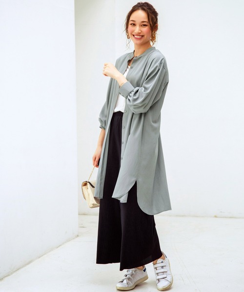 BELLUNA（ベルーナ）の「バンドカラーシャツワンピース（シャツワンピース・レディース・ピンク/セージグリーン/グレー系その他・LARGE/X-LARGE/MEDIUM）」の12枚目の写真