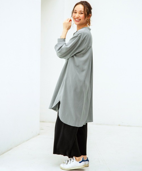 BELLUNA（ベルーナ）の「バンドカラーシャツワンピース（シャツワンピース・レディース・ピンク/セージグリーン/グレー系その他・LARGE/X-LARGE/MEDIUM）」の13枚目の写真