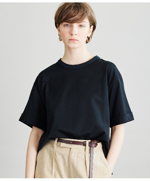 SIPULI（シプリ）の「[ULTIMA] Heavy Cotton Jersey ロールアップTシャツ（Tシャツ/カットソー・レディース・ブラック/ホワイト・2/3）」の5枚目の写真