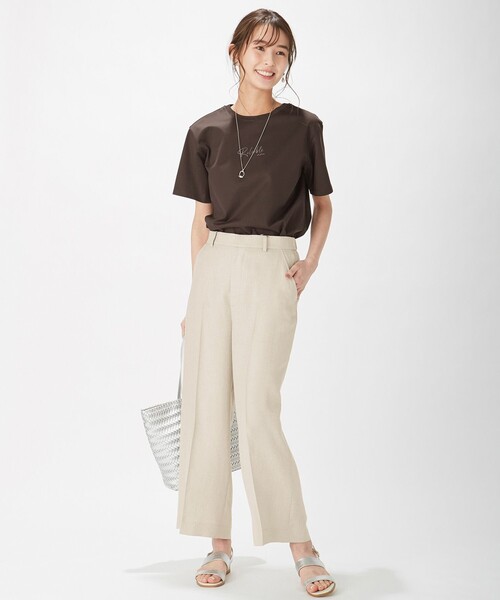 J.PRESS Ladies(J.プレス レディス)の「PRINT TEE Tシャツ(Tシャツ/カットソー・レディース・ダークブラウン系/ホワイト系/黄土色系/グレー系/サックスブルー系・SMALL)」の11枚目の写真