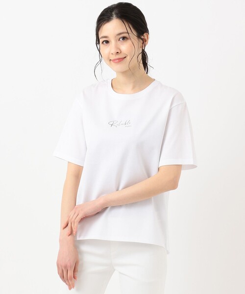 J.PRESS Ladies(J.プレス レディス)の「PRINT TEE Tシャツ(Tシャツ/カットソー・レディース・ダークブラウン系/ホワイト系/黄土色系/グレー系/サックスブルー系・SMALL)」の22枚目の写真