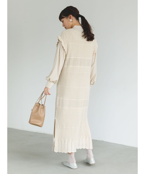 SLURR（スラ―）の「【再入荷】バンドカラーギャザーシャツワンピース（ワンピース・レディース・ベージュ/オフホワイト/グレイッシュベージュ/テラコッタ/カーキ・FREE）」の14枚目の写真