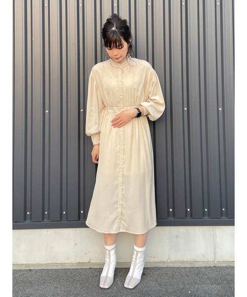 SLURR（スラ―）の「【再入荷】バンドカラーギャザーシャツワンピース（ワンピース・レディース・ベージュ/オフホワイト/グレイッシュベージュ/テラコッタ/カーキ・FREE）」の12枚目の写真
