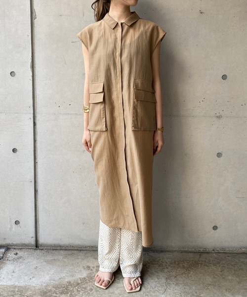 CAPRICIEUX LE'MAGE（カプリシューレマージュ）の「ワークポケットジレワンピース（ワンピース・レディース・ベージュ/カーキ/ネイビー・FREE）」の11枚目の写真