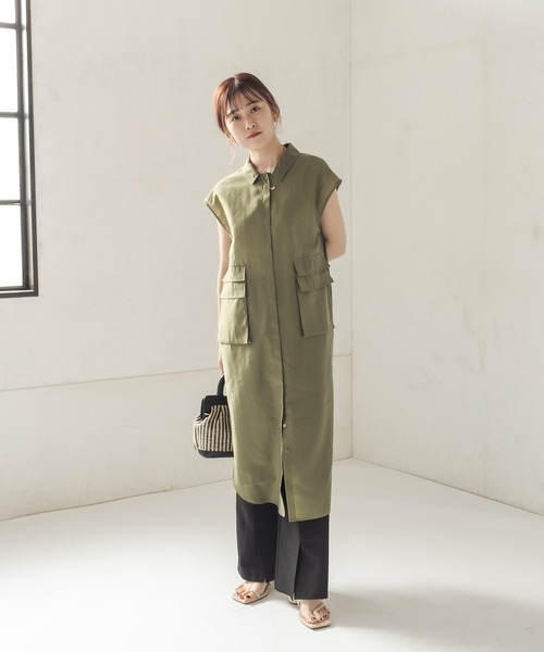 CAPRICIEUX LE'MAGE（カプリシューレマージュ）の「ワークポケットジレワンピース（ワンピース・レディース・ベージュ/カーキ/ネイビー・FREE）」の8枚目の写真