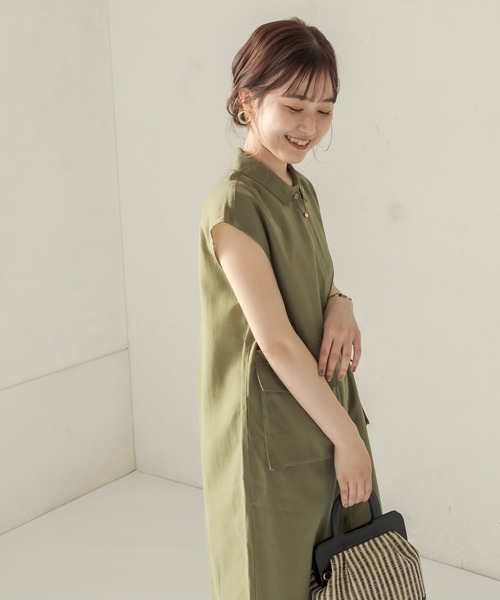 CAPRICIEUX LE'MAGE（カプリシューレマージュ）の「ワークポケットジレワンピース（ワンピース・レディース・ベージュ/カーキ/ネイビー・FREE）」の5枚目の写真