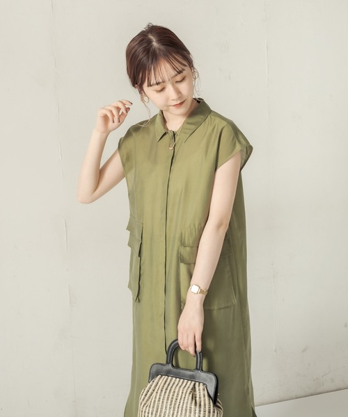 CAPRICIEUX LE'MAGE（カプリシューレマージュ）の「ワークポケットジレワンピース（ワンピース・レディース・ベージュ/カーキ/ネイビー・FREE）」の20枚目の写真