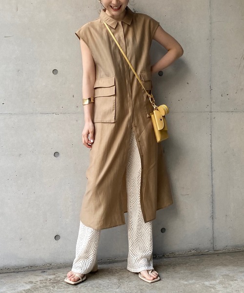 CAPRICIEUX LE'MAGE（カプリシューレマージュ）の「ワークポケットジレワンピース（ワンピース・レディース・ベージュ/カーキ/ネイビー・FREE）」の13枚目の写真