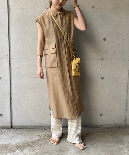 CAPRICIEUX LE'MAGE（カプリシューレマージュ）の「ワークポケットジレワンピース（ワンピース・レディース・ベージュ/カーキ/ネイビー・FREE）」の9枚目の写真