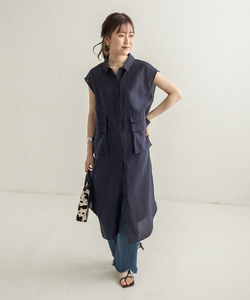 CAPRICIEUX LE'MAGE（カプリシューレマージュ）の「ワークポケットジレワンピース（ワンピース・レディース・ベージュ/カーキ/ネイビー・FREE）」の21枚目の写真