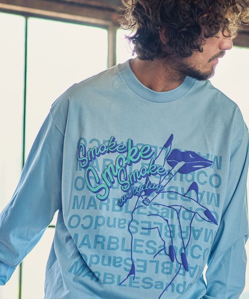 MARBLES（マーブルズ）の「mlt3404-STANDARD LS TEE(SMOKE) Tシャツ（Tシャツ/カットソー・メンズ・チャコール/ホワイト/サックスブルー・S/M/XL/L）」の3枚目の写真