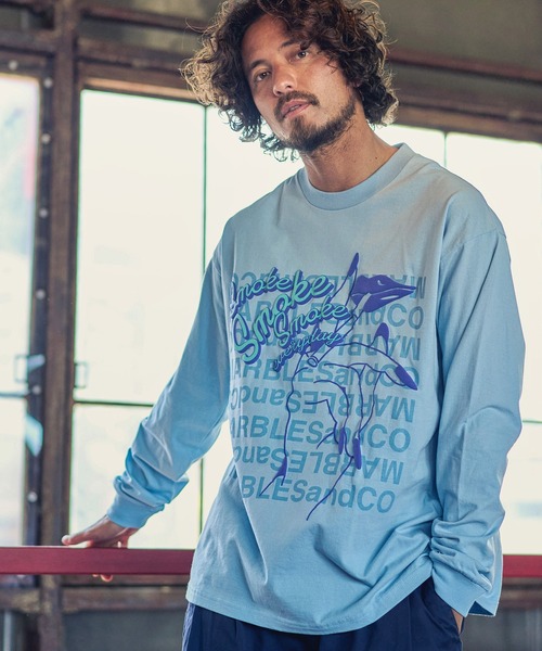 MARBLES（マーブルズ）の「mlt3404-STANDARD LS TEE(SMOKE) Tシャツ（Tシャツ/カットソー・メンズ・チャコール/ホワイト/サックスブルー・S/M/XL/L）」の7枚目の写真