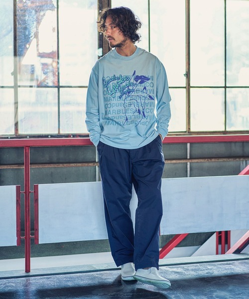 MARBLES（マーブルズ）の「mlt3404-STANDARD LS TEE(SMOKE) Tシャツ（Tシャツ/カットソー・メンズ・チャコール/ホワイト/サックスブルー・S/M/XL/L）」の9枚目の写真